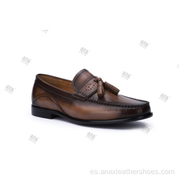 Zapatos casuales de cuero con borlas sin cordones para hombres